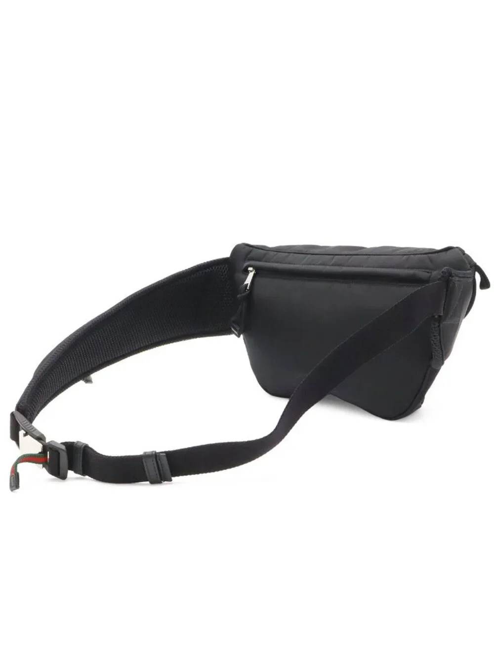 Gucci Logo Nylon Small Belt Bag Waist Pouch Hip Black Silver